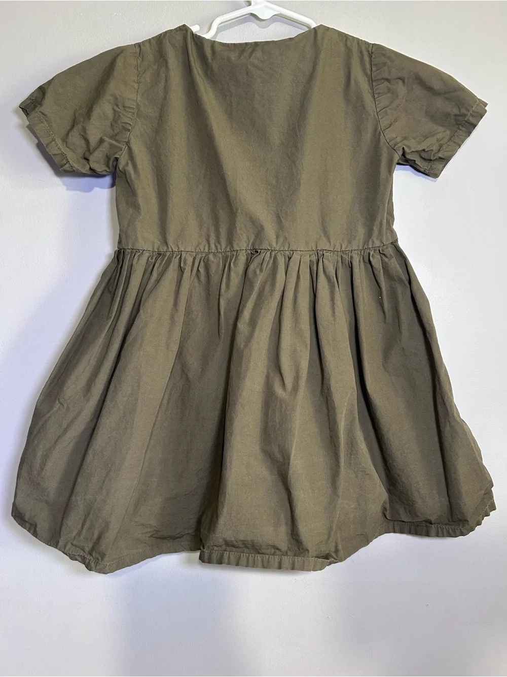 The Simple Folk Girls 4-5 Olive Green Cotton Button Prairie Dress OEKO-TEX